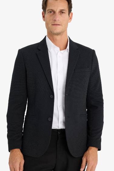 Slim Fit Dar Kesim Astarlı Düğmeli Blazer Ceket