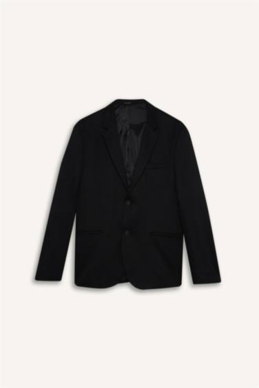 Slim Fit Dar Kesim Astarlı Düğmeli Blazer Ceket