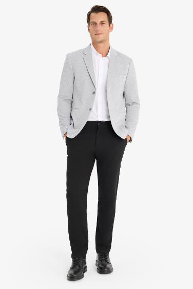 Slim Fit Dar Kesim Astarlı Düğmeli Blazer Ceket