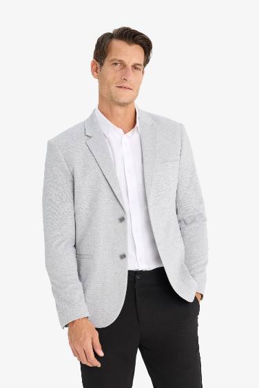 Slim Fit Dar Kesim Astarlı Düğmeli Blazer Ceket