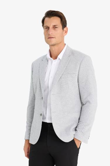 Slim Fit Dar Kesim Astarlı Düğmeli Blazer Ceket