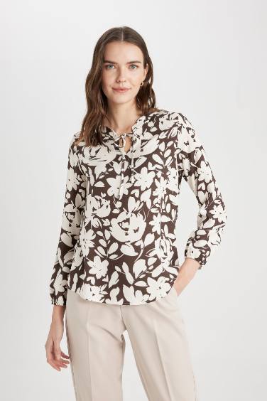 Blouse à Manches Longues et à Col Rond, Coupe régulière