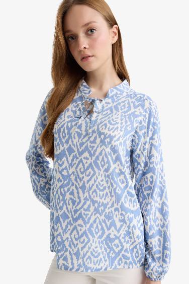 Regular Fit Crew Neck Long Sleeve Blouse