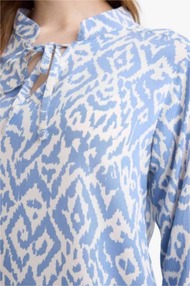 Regular Fit Crew Neck Long Sleeve Blouse