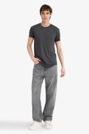 تيشيرت طويل عادي برقبة مستديرة