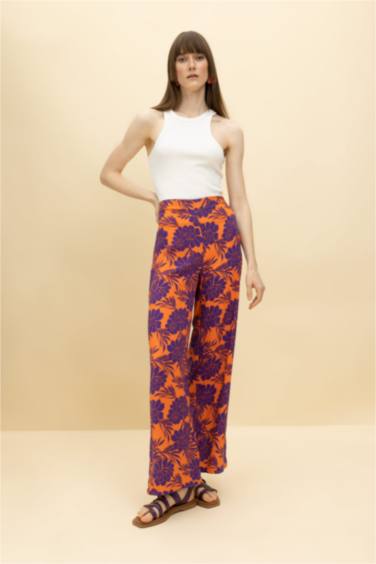 Palazzo Wide Leg Viscose Trousers
