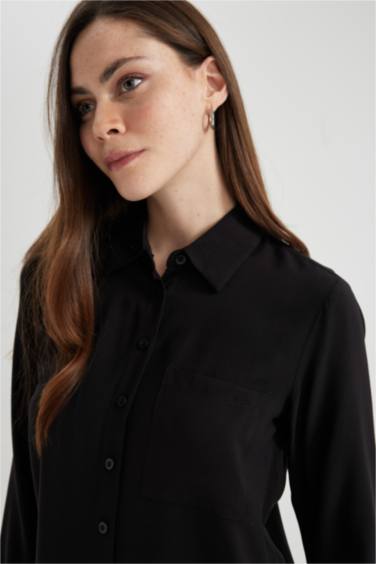 قميص كم طويل قصة عادية