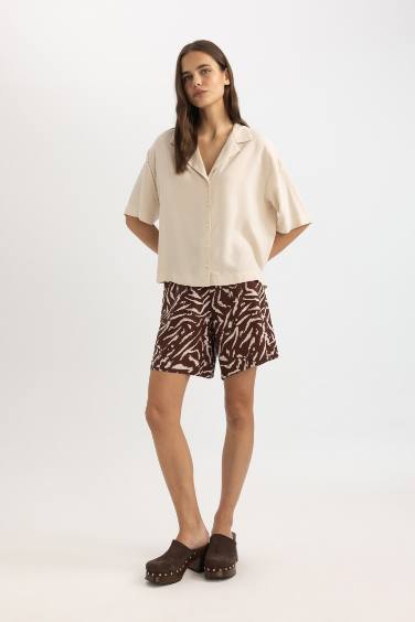 Relax Fit High Waist Wide Leg Shorts