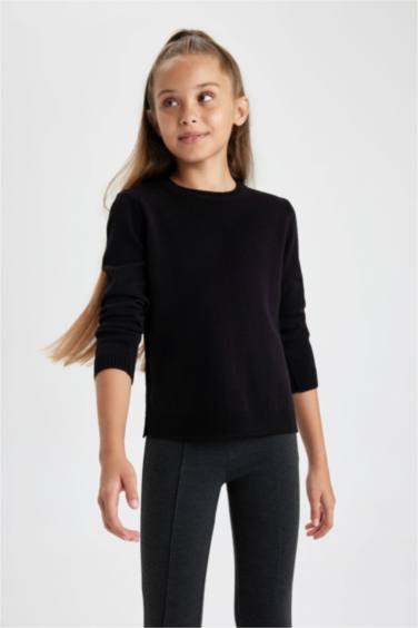 Pull coupe régulière à Col Rond pour Fille