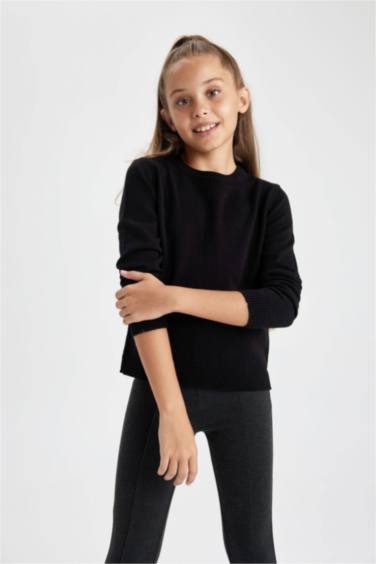 Pull coupe régulière à Col Rond pour Fille