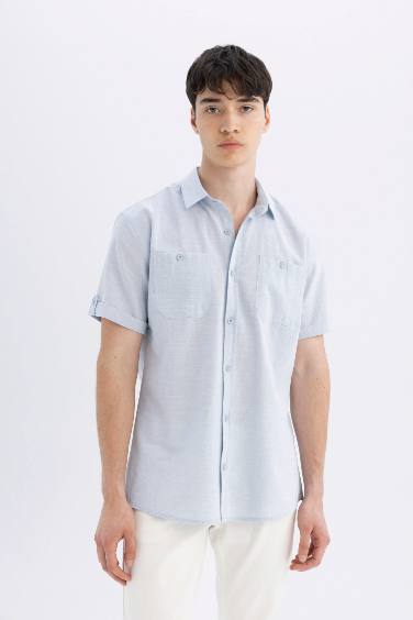 Slim Fit Poplin Short Sleeve Shirt