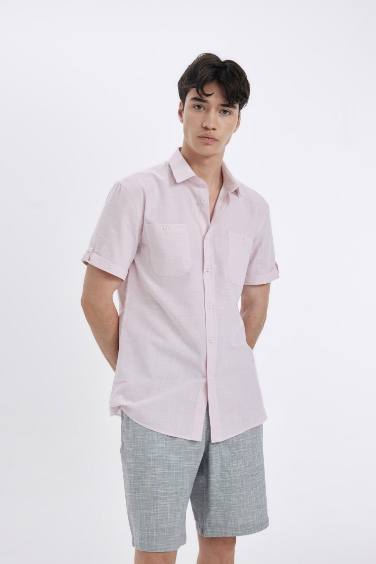 Slim Fit Poplin Short Sleeve Shirt