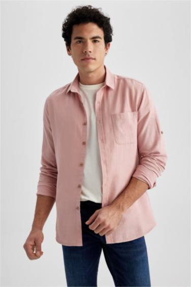 Slim Fit Textured Long Sleeve Shirt