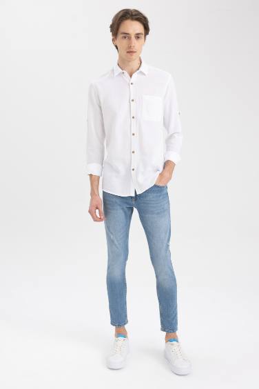 Slim Fit Textured Long Sleeve Shirt