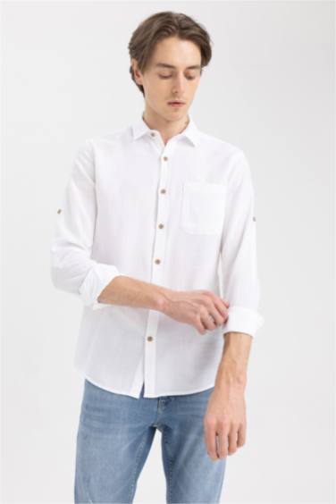 Slim Fit Textured Long Sleeve Shirt