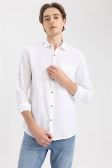 Slim Fit Textured Long Sleeve Shirt