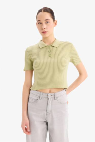 Slim Fit Dar Kesim Polo Yaka Triko Kazak