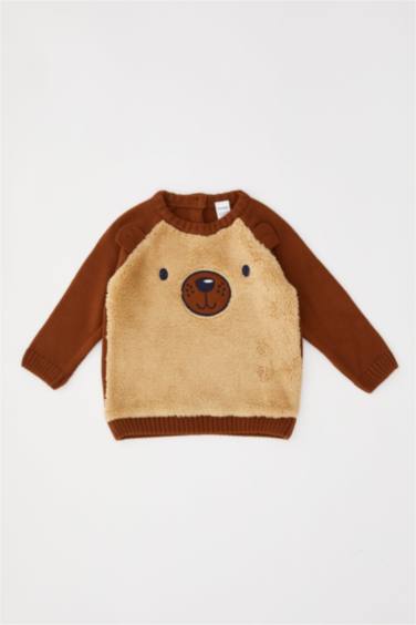 Camel Erkek Bebek Erkek Bebek Pelus Detayli Nakisli Sweatshirt Defacto