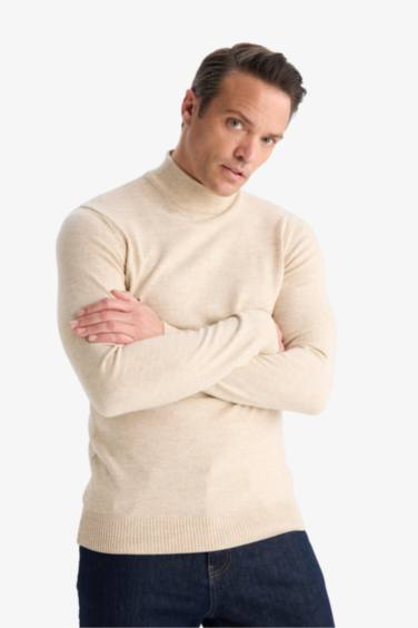 Slim Fit Dar Kesim Balıkçı Yaka Basic Düz Triko Kazak