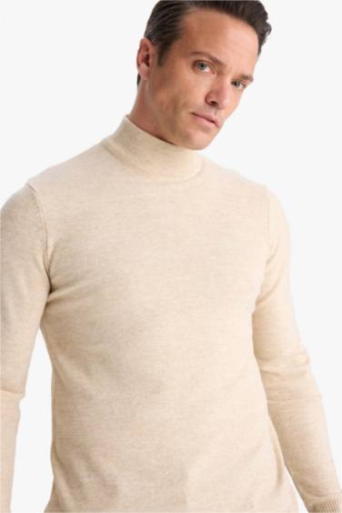 Slim Fit Dar Kesim Balıkçı Yaka Basic Düz Triko Kazak