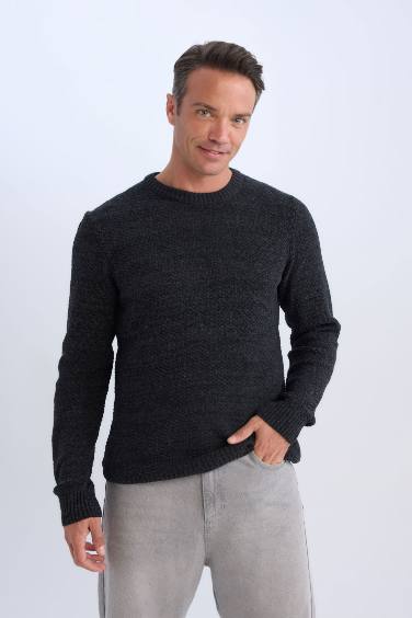 Standard Fit Textured Basic Knitwear Pullover