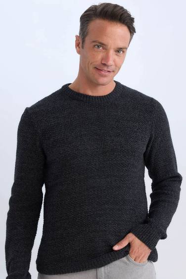 Standard Fit Textured Basic Knitwear Pullover