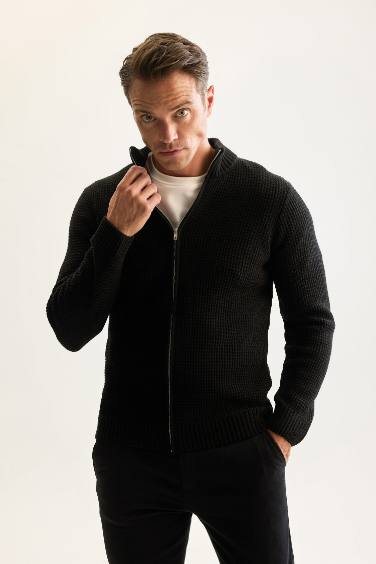 Standard Fit Turtleneck Knitwear Cardigan