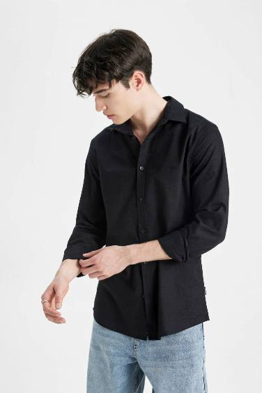 Chemise Coupe Slim à Manches Longues