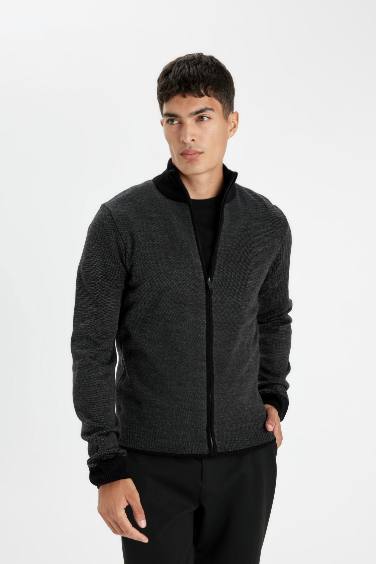 Standard Fit Half Turtleneck Knitwear Cardigan