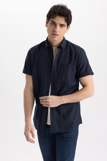 Slim Fit Polo Neck Short Sleeve Shirt