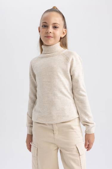 Pull Coupe Régulière Col roulé Pour Fille