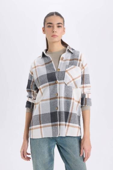 Kareli Flanel Uzun Kollu Oduncu Gömlek