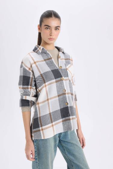 Kareli Flanel Uzun Kollu Oduncu Gömlek