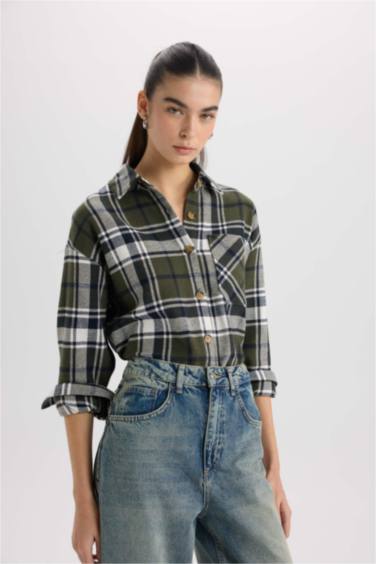 Kareli Flanel Uzun Kollu Oduncu Gömlek