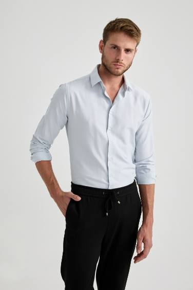 Chemise slim en Popeline à manches longues