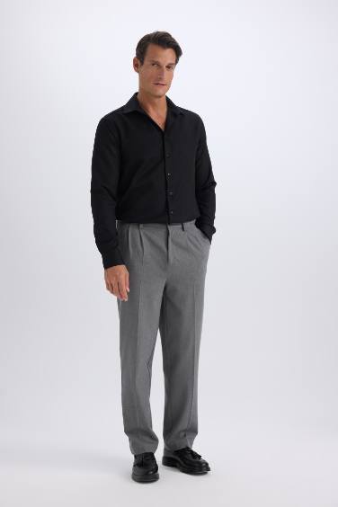 Slim Fit Dar Kesim Polo Yaka Kolay Ütülenen Oxford Basic Düz Uzun Kollu Gömlek