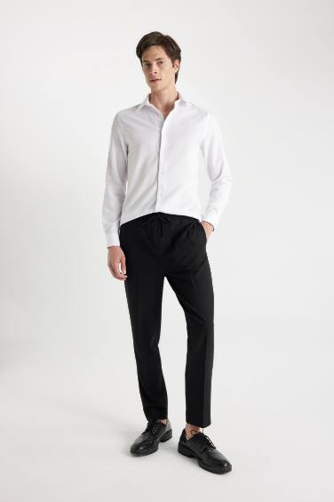 Modern Fit Polo Yaka Poplin Uzun Kollu Beyaz Gömlek