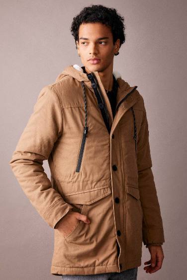 Slim Fit Hooded Plush Lining Jacket