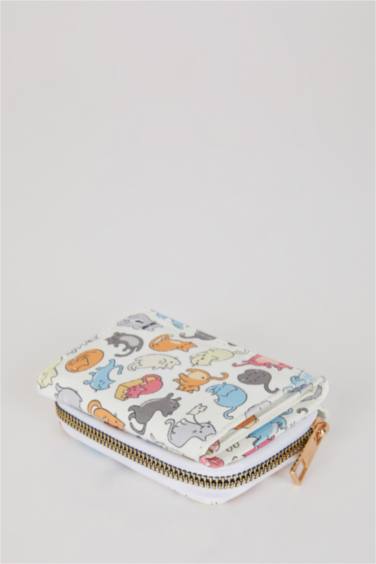 Kadın Kedi Desenli Suni Deri Cüzdan - Görsel 6