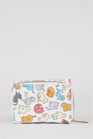 Kadın Kedi Desenli Suni Deri Cüzdan - Görsel 7