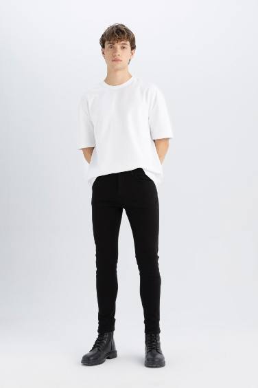 Super Skinny Fit En Dar Kalıp Normal Bel Ekstra Dar Paça Siyah Jean Pantolon