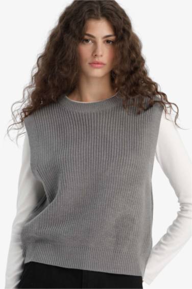 Oversize Fit Crew Neck Knit Sweater