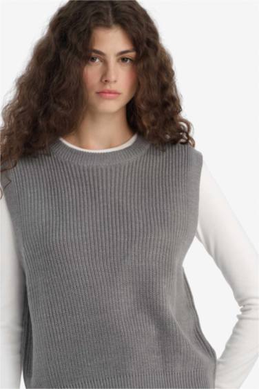 Oversize Fit Crew Neck Knit Sweater