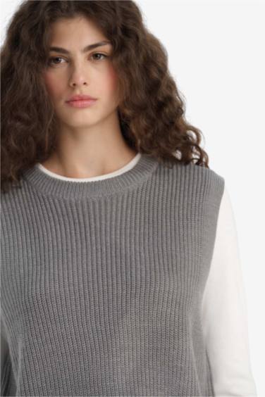 Oversize Fit Crew Neck Knit Sweater