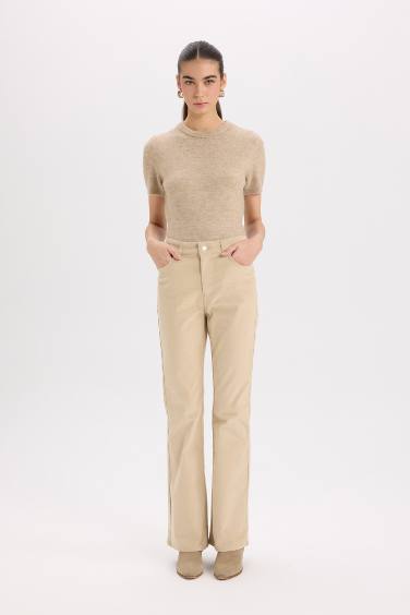 Flare Fit Pocketed High Waist Corduroy Trousers