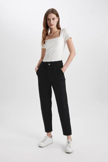 Paperbag Fit With Pockets Gabardine Trousers