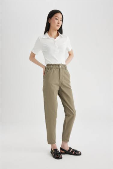Paperbag Fit With Pockets Gabardine Trousers
