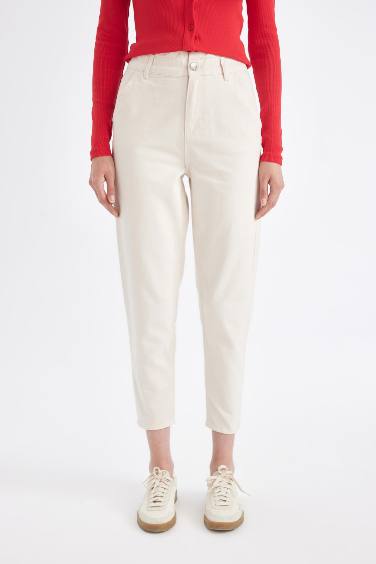 Paperbag Waist Basic Standard Leg Gabardine Trousers