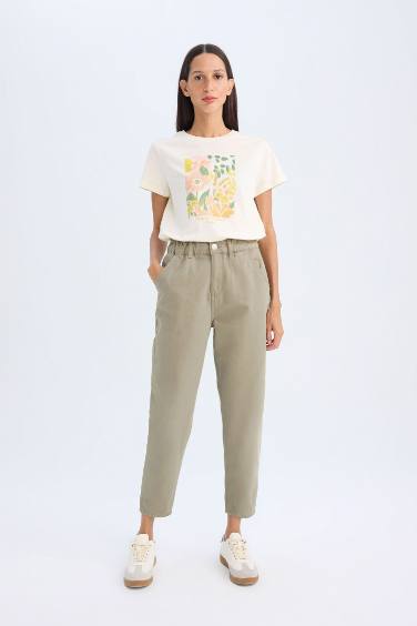 Paperbag Fit With Pockets Gabardine Trousers