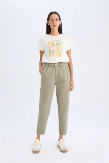 Paperbag Fit With Pockets Gabardine Trousers